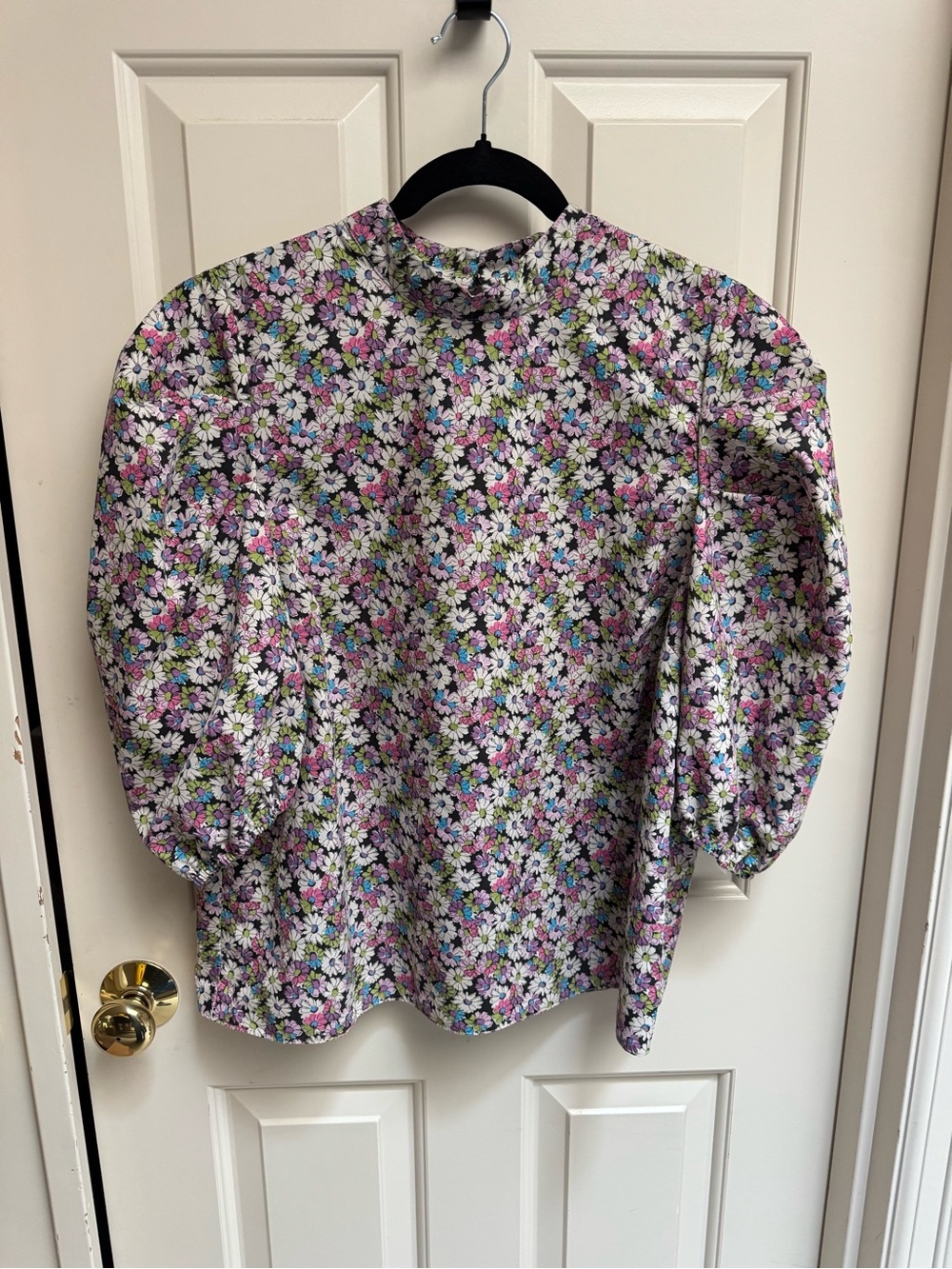 River Island Floral Top With Puff Sleeves